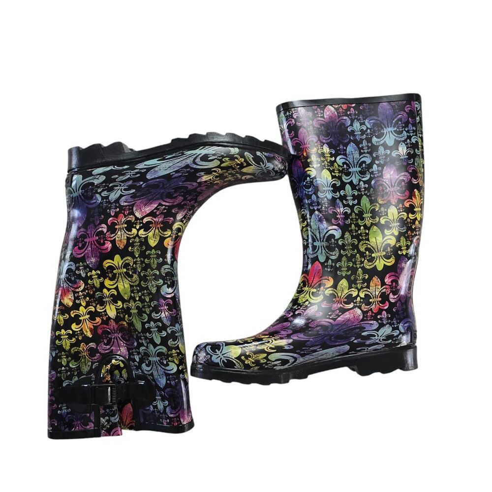 Corkys Fleur De Lis Size 10 Rain Boots Rubber Boots